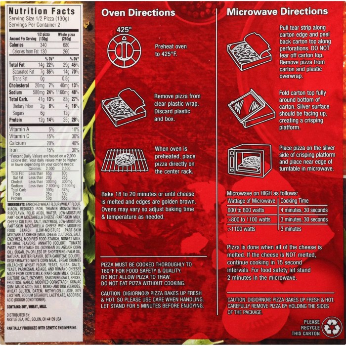 Digiorno cheese pizza nutrition information