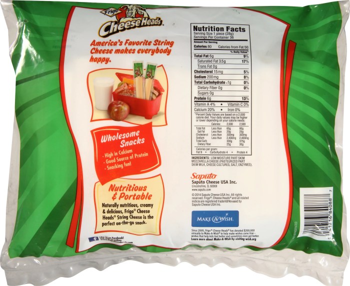 Frigo cheese heads nutrition label