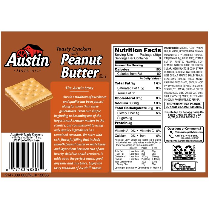 Cheese peanut butter crackers nutrition