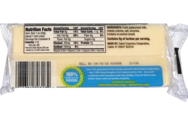 Cooper sharp cheese nutrition