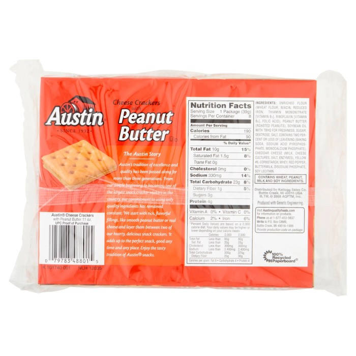 Cheese peanut butter crackers nutrition