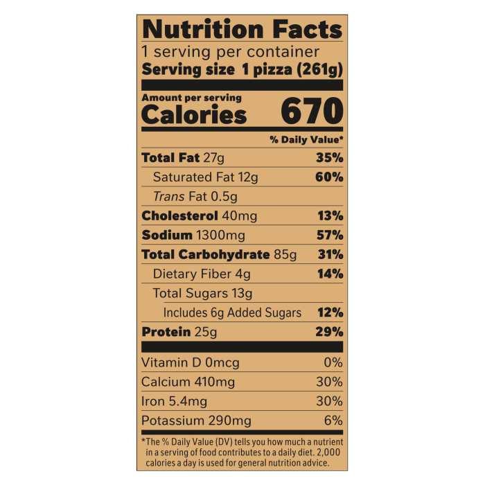 Digiorno cheese pizza nutrition information