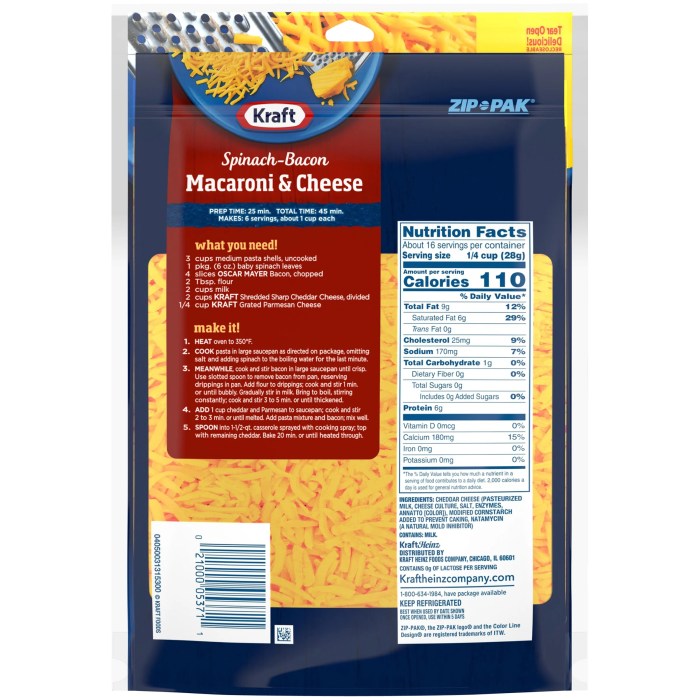 Kraft cheese nutrition facts