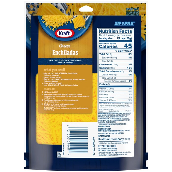 Cheddar kraft label slices shredded shipt